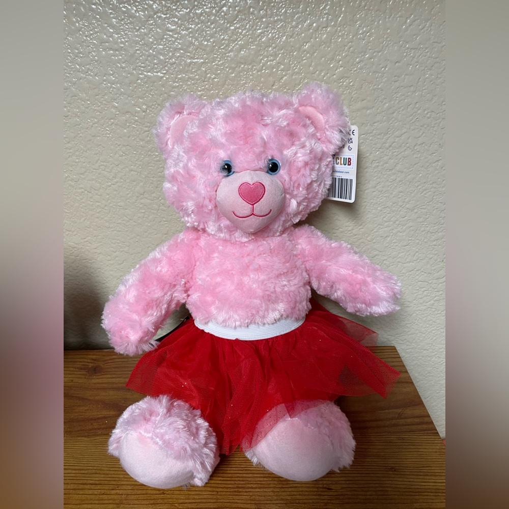 Build-A-Bear Valentines Pink Bear Red Tutu Skirt
